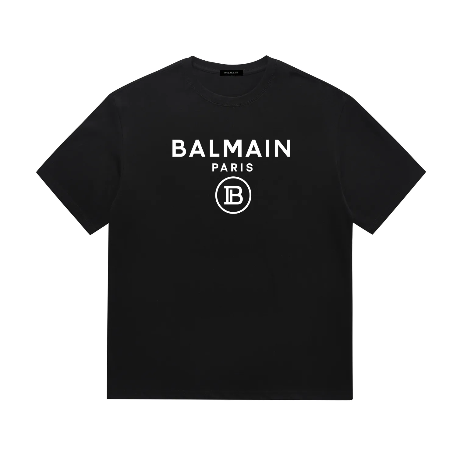 "High Quality" BALMAIN Official Same Style Short-sleeved T-shirt 2024 Spring and Summer New Arrival Heavy Industry Printing Original Imported Customized Gram Double Yarn Pure Cotton High-density Threaded Same Style Fabric Loose Fit Super Versatile Very Suitable for Men and Women A Must-Have Color: Black White Sizes: S M L XL XXL